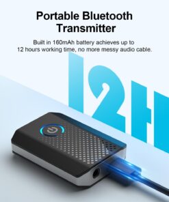 Bluetooth Transmitter Receiver for TV & PC, Bluetooth 5.2 Long Range Audio Transceiver for Home Stereo, Airplane, Dual Link, RCA Cable, aptX Low Latency Black 12 61a3xAd1CL