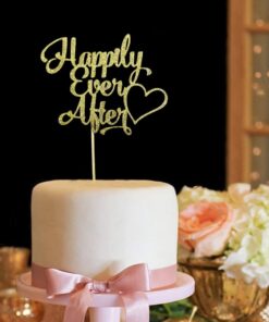 Happily Ever After Cake Topper for Wedding, Engagement, Bridal Shower Party Decorations Gold Glitter 7 61a5Gohk32L