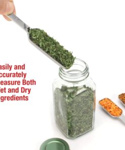 2lbDepot Measuring Spoons Set of 7 Includes Bonus Leveler, Premium, Rust Proof, Heavy Duty, Chrome Plated, Stainless Steel Metal, Narrow, Long Handle Design fits into Spice Jars Stainless Steel Set of 7 (Includes Leveler) 24 61a61uM8MDL