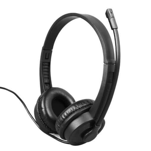 USB Headset with Microphone, Hands Free Call Center Binaural Headphone with Noise Cancelling & Audio Controls, Stereo Computer Headphone for Business Call Center Office