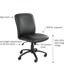 Safco Products High Back Big and Tall Swivel Desk Task Office Chair, 27" W x 30-1/4"D x 40-3/4-44-3/4" H, 500 lbs. Weight Capacity, for Professional or Home, Black Vinyl Blue 5 61aB0spPPPL