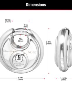 Master Lock 40D Stainless Steel Discus Padlock with Key,Silver 1 Pack 14 61aBQzR7pWL