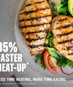 George Foreman 4-Serving Removable Plate Electric Grill and Panini Press, George Tough Non-Stick Coating, Drip Tray Catches Grease, Black 32 61aEdiPHyrL