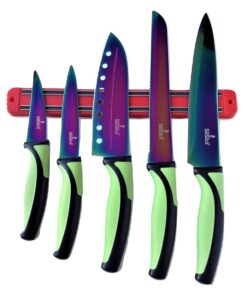 SiliSlick 12”/30.5cm Magnetic Knife Bar - Organize Kitchen Knives, Tool Holder, Utensil Organizer, Storage Rack 1 Red 17 61aEw8G0acL