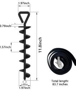 Eurmax USA Trampoline Stakes Heavy Duty Trampoline Parts Steel Stakes Anchor Kit for Trampolines Canopy Anchor Dog Tie Out Stakes -Set of 4 Bonus 4 Strong Belt Black 18 61aF5O5ga0L