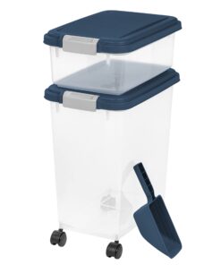 IRIS USA 33qt + 12qt Airtight Pet Food Container Combo with Scoop, Blue Moon Blue Moon/Clear 20 61aHIS9fiVS