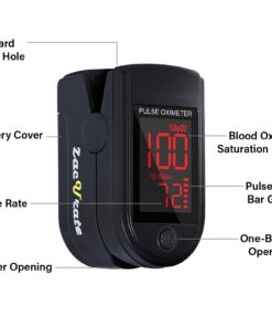 Alternative view of Zacurate Pro Series 500DL Fingertip Pulse Oximeter Blood Oxygen Saturation Monitor with Silicone Cover, Batteries and Lanyard (Royal Black)