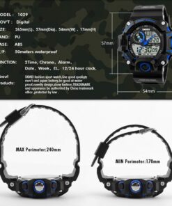 FANMIS Mens Analog Digital Dual Display Sports Watches Military Multifunctional 50M Waterproof LED Watch with Alarm Stopwatch Backlight 12H/24H Outdoor Running Swimming Green 25 61aKBIbGRL