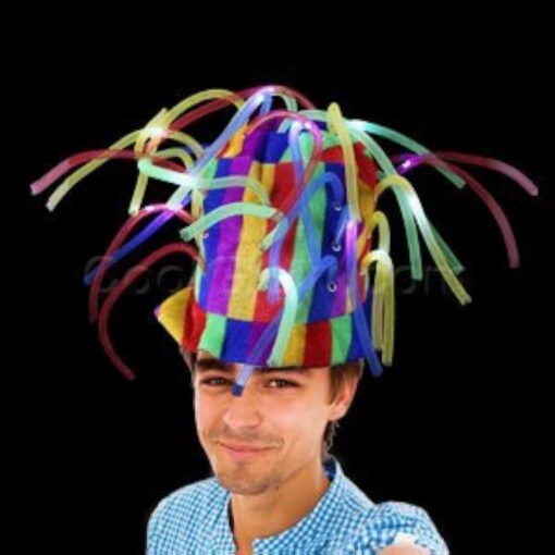 Fun Central - LED Crazy Noodle Hat for Adults & Kids | for Mardi Gras Party Supplies St. Patrick’s Day Party Favors Crazy Hat Day