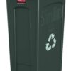 Rubbermaid Commercial Products Slim Jim Plastic Rectangular Recycling/Compost Bin with Venting Channels, 23 Gallon, Green Recycling (FG354007GRN) 1 27 61aNinehQ3L