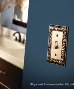 Alternative view of Franklin Brass Paisley Wall Plate, Tumbled Antique Brass Single Duplex Switch Cover, 1-Pack, 64045