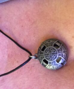 Wild Essentials Celtic Cross Aged Brass Essential Oil Diffuser Nickel Free Alloy Locket Pendant with 24 inch Chain, 6 Refill Pads, Customizable Color Changing Perfume Jewelry for Aromatherapy Bronze Celtic Cross No Oils 23 61aPjGdb8kL