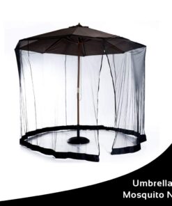 HomeRoots 9' Patio Umbrella Outdoor Table Bug Screen Mesh Black Mosquito Net Canopy Curtains Adjustable Enclosure Large Umbrella Hanging Tent 100% Polyester Light Weight Mosquito Netting 26 61aQn198wdL