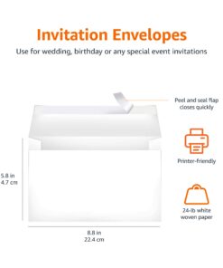 Amazon Basics A9 Blank Invitation Envelopes with Peel & Seal Closure, 5-3/4 x 8-3/4 Inches, White - Pack of 100 32 61aRZ2JEvoL