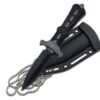 MTech USA – Fixed Blade Knife – Neck Knife - Black Blade, Black and Grey Nylon Fiber Handle, Includes Nylon Fiber Sheath w/ Ball Chain - Hunting, Camping, Survival, Tactical – MT-20-14GY,Black/Grey Black/Grey
