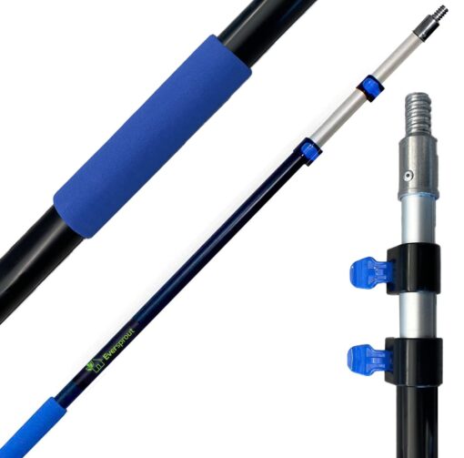 EVERSPROUT 6.5-to-18 Foot Telescopic Extension Pole (25 Ft Reach) | Lightweight Sturdy Aluminum | Easy Flip-Tab Lock Mechanism | Twist-On Metal Tip works for Squeegee, Duster, Paint Roller (pole only) 18' Pole
