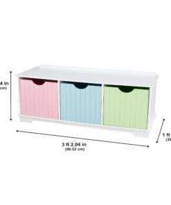 KidKraft Nantucket Wooden Storage Bench with Three Bins and Wainscoting Detail - Pastel, Gift for Ages 3+ 14 61aTww9RF7L