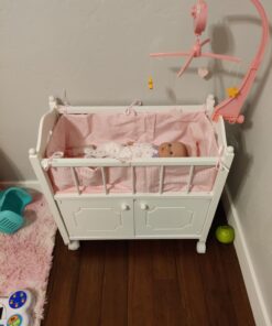 Badger Basket Toy Doll Bed with Storage Cabinet, Gingham Bedding, and Personalization Kit for 22 inch Dolls - White/Pink 41 61aU9buxBmL