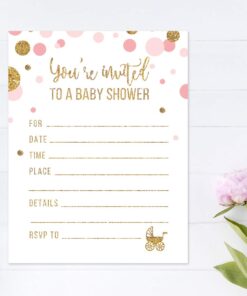 Andaz Press Blush Pink Gold Glitter Girl Baby Shower Party Collection, Games, Activities, Decorations, Blank Invitations with Envelopes, 20-pack Invitations Baby Blank 12 61aVh8iuVKL