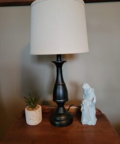 Regency Hill Ben Farmhouse Traditional Table Lamps 25" High Full Size Set of 2 Dark Bronze Brown Metal Beige Linen Drum Shade Decor for Living Room Bedroom House Bedside Nightstand Home Office 32 61aW61eb3wL