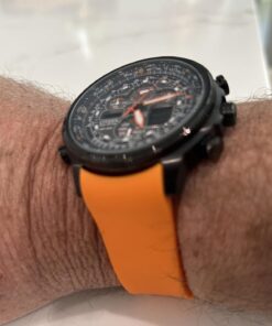 Citizen Men's Promaster Navihawk A-T Eco-Drive Pilot Watch, Atomic Timekeeping, Chronograph, Power Reserve Indicator, Luminous Hands and Markers, Anti-Reflective Crystal Black Rubber Strap 34 61aWFd3cEL