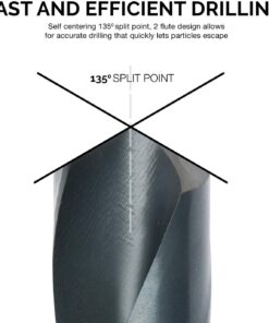 Alternative view of HILTEX 10005 Jumbo Silver & Deming Drill Bit Set, 8 Piece, 1/2" Inch Shank Industrial Large Drill Bit Set 9/16” Drill Bit to 1" Drill Bit, Metal Drill Bits for Steel, Reduced Shank Drill Press Bits 1/2 in