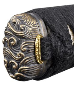 Handmade Sword - Real Functional Japanese Samurai Tanto Sword, Fully Hand Forged, 1080 Carbon Steel, Heat Tempered, Full Tang, Sharp, Brass Tsuba and Fittings, Black Scabbard, Certificate 16 61aWmeRa1EL