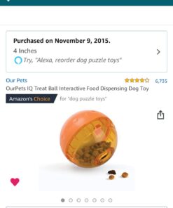 Our Pets Smarter Toys IQ Treat Ball - Colors Mary Vary - 4" (2130010792) IQ TREAT BALL 4" 32 61afEYvK6dL