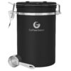 Coffee Gator Stainless Steel Canister - Large 22oz, Black Coffee Grounds and Beans Container with Date-Tracker, CO2-Release Valve, and Measuring Scoop - Ideal Coffee Lovers Gifts for Her 43 61afqV 5USL