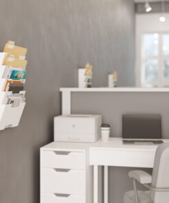 Wallniture Lisbon Metal Wall File Holder Organizer, Wall Mount File Holder, 5-Tier Office Decor and Magazine Holder, File Folders Letter Size White Rack 13 61agluxiD4L