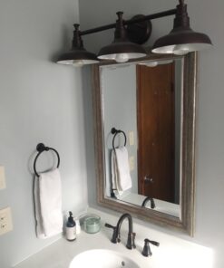 Design House 520320 Kimball Industrial Farmhouse 3-Light Indoor Bathroom Vanity Light with Metal Shades for Over the Mirror, Coffee Bronze 44 61ahB233vhL