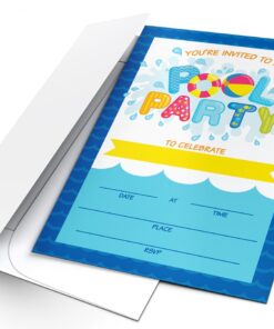 Alternative view of Printed Party Kids Birthday, Pool Party, 16 Invitations and Envelopes