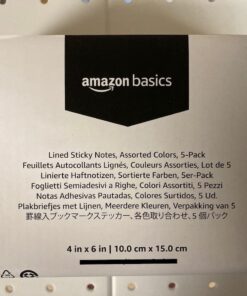 Amazon Basics Lined Sticky Notes, 4 x 6-Inch, Assorted Colors, 5-Pack 33 61ajWUSOFnL