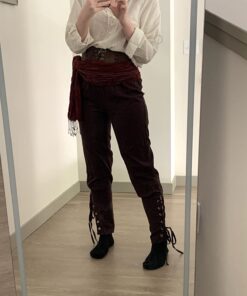 Men's Ankle Banded Cuff Renaissance Pants Medieval Viking Navigator Trousers Pirate Cosplay Costume with Drawstrings Medium Brown 16 61amJQvNb4L