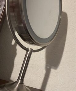 VESAUR 10" Extra Large and 17" Tall Lighted Makeup Mirror, 1X/5X Magnifying Vanity Mirror with 3 Colors Dimmable, 52 Premium LED Lights, 360° Rotation Table Mirror 2 Power Supply, Pearl Nickel XX-Large 50 61amNC9ifL