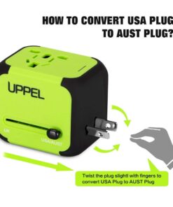 Travel Adapter Uppel Dual USB All-in-one Worldwide Travel Chargers Adapters for US EU UK AU About 152 Countries Wall Universal Power Plug Adapter Charger with Dual USB and Safety Fuse (Green) Green 17 61anaX7nLEL