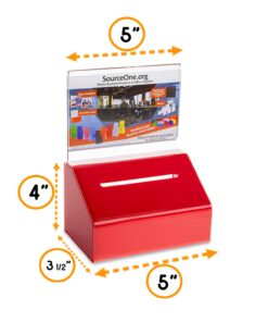 Alternative view of Acrylic Heavy Duty Donation/Ballot Box with Lock and Sign Holder Red 1 Pack