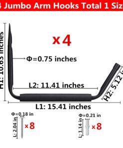 Heavy Duty Garage Indoor Kayak Storage Hooks Hanger, Wall Mounted Utility Hanging Cradle Rack for Canoe Paddle Board, Ladder, Folding Chairs, Hose, Bicycle and Tools (4 Pack, Black) 24 61asO4dbiAL