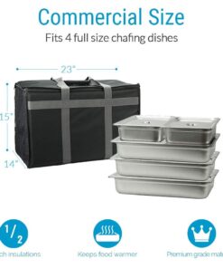Insulated Commercial Food Delivery Bag with Side Pockets - Professional Food Warmer Portable Catering Hot Cold Meals - Thick Insulation Cooler for Grocery Shopping - 23 inches x 15 inches x 14 inches 11 61aszqpMjnL