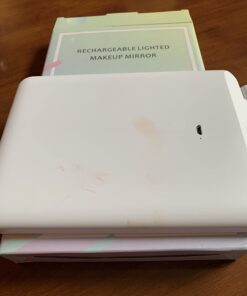 FUNTOUCH Rechargeable Travel Makeup Mirror with 72 Led Lights, Portable Lighted Beauty Mirror, 3 Color Lighting, Dimmable Touch Screen, Tabletop LED Folding Cosmetic Vanity Mirror White 41 61at499UQaL