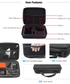 TEKCAM Action Camera Carrying Case Protective Storage Bag Compatible with Gopro Hero 12 11 10 9 8 7/AKASO EK7000/Brave 4/Brave 7 LE/Brave 8/APEMAN/APEXCAM/Dragon Touch Action Camera (Medium) Case-Medium 12 61avYpbFgZL
