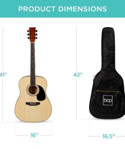 Best Choice Products 41in Full Size Beginner All Wood Acoustic Guitar Starter Set w/Case, Strap, Capo, Strings, Picks, Tuner - Natural 26 61awKM UoVL