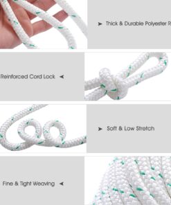 Giantex 3/7" Durable Braid Polyester Rope, 150 ft Heavy Duty Rope for Tie, Pull, Swing, Climb and Knot, High Strength Arborist Rope w/ 5953 lbs Breaking Strength, White 14 61b04PCUpWL