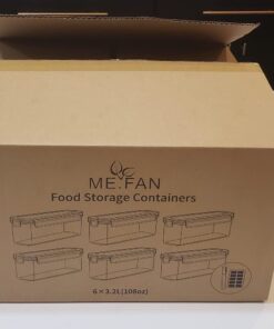 ME.FAN 6 Set 3.2L Food Storage Containers, Spaghetti Containers Airtight Horizontal Storage/Pasta Containers Kitchen Pantry Organization Canisters with 24 labels & Pen - Black Black-6 X 3.2L 48 61b2T9qO26L 2