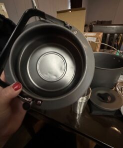 Odoland 22pcs Camping Cookware Mess Kit, Large Size Hanging Pot Pan Kettle with Base Cook Set for 4, Cups Dishes Forks Spoons Kit for Outdoor Camping Hiking Picnic 39 61b4vsIDckL