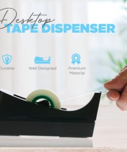 Desktop Tape Dispenser - Non-Skid Base - Weighted Tape Roll Dispenser - Perfect for Office Home School (Tape not Included) 2 Pack 12 61b7ZOUGfwL