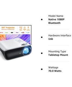 HAPPRUN Projector, Native 1080P Bluetooth Projector with 100''Screen, 9500L Portable Outdoor Movie Projector Compatible with Smartphone, HDMI,USB,AV,Fire Stick, PS5 31 61b8IhVheOL