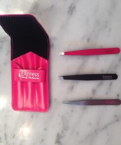 Express Beauty Boutique Tweezers 3pcs Set Pink Case Professional Quality Stainless Steel Precision Eyebrow Tweezer for Ingrown Hair Shaping Eyebrows. 40 61bA5oooqrL