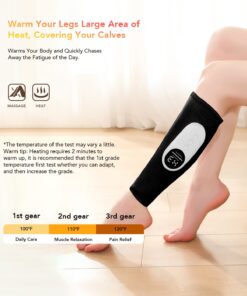 LINGTENG Leg Massager, Calf Air Compression Massager with Heat, Cordless Leg Massager for Circulation and Pain Relief, Calf Massager with 3 Intensities, Gifts for Women (Only Single) Black 31 61bALgFN yL