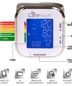 Care Touch Digital Wrist Blood Pressure Monitor, Wrist BP Cuff for Adults Size 5.5-8.5", Blood Pressure Monitors for Home Use, Automatic High Blood Pressure Machine with Batteries & Protective Pouch 21 61bAZv4zRXL